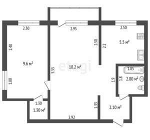 2-к квартира, вторичка, 39м2, 1/4 этаж