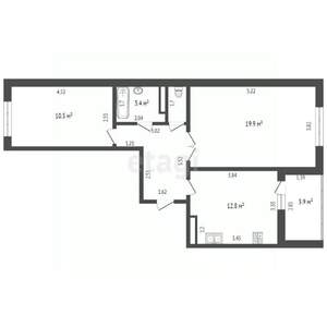 2-к квартира, вторичка, 60м2, 8/17 этаж