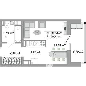 Студия квартира, вторичка, 30м2, 4/13 этаж