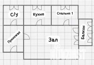 2-к квартира, вторичка, 35м2, 3/3 этаж