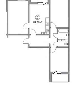 3-к квартира, строящийся дом, 84м2, 8/17 этаж