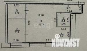 2-к квартира, вторичка, 46м2, 2/4 этаж