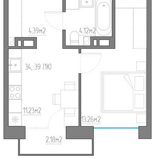 1-к квартира, вторичка, 35м2, 7/11 этаж