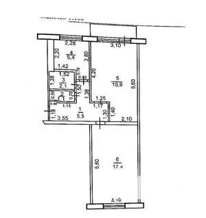 2-к квартира, вторичка, 47м2, 4/5 этаж