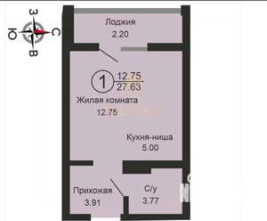 Студия квартира, вторичка, 27м2, 16/20 этаж