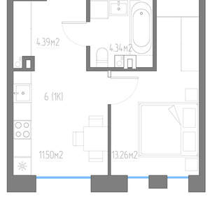 1-к квартира, вторичка, 33м2, 2/11 этаж