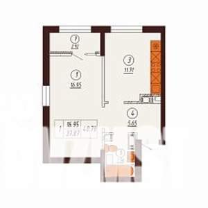 1-к квартира, строящийся дом, 41м2, 2/17 этаж