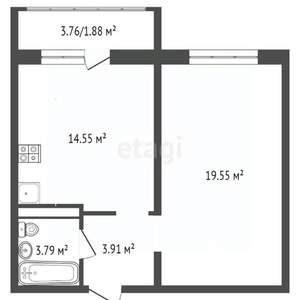 1-к квартира, вторичка, 33м2, 2/10 этаж