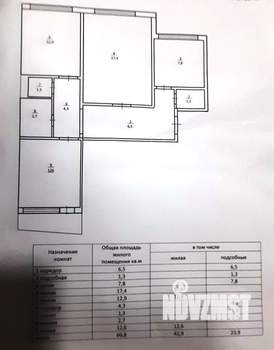 3-к квартира, вторичка, 66м2, 9/9 этаж