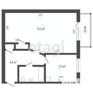 1-к квартира, вторичка, 47м2, 3/17 этаж
