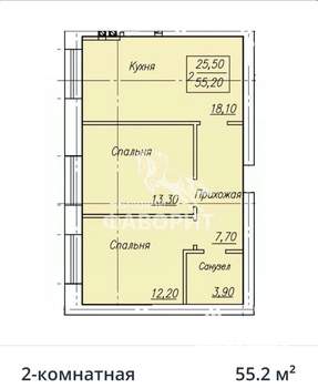 2-к квартира, вторичка, 55м2, 2/4 этаж