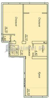 2-к квартира, вторичка, 73м2, 1/4 этаж