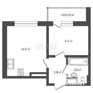 1-к квартира, вторичка, 31м2, 9/17 этаж