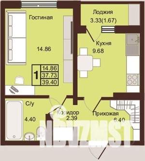 1-к квартира, вторичка, 39м2, 8/16 этаж