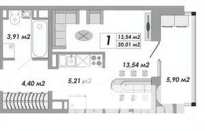 1-к квартира, вторичка, 30м2, 8/12 этаж