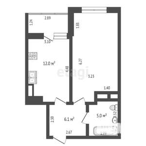 1-к квартира, вторичка, 43м2, 8/17 этаж