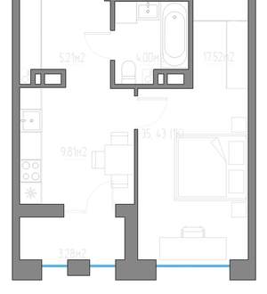 1-к квартира, вторичка, 40м2, 7/11 этаж