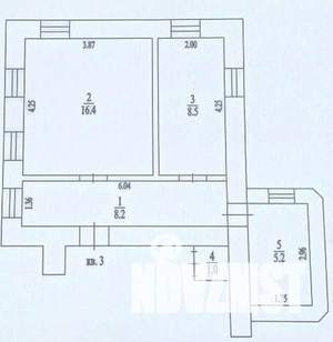 2-к квартира, вторичка, 39м2, 1/2 этаж