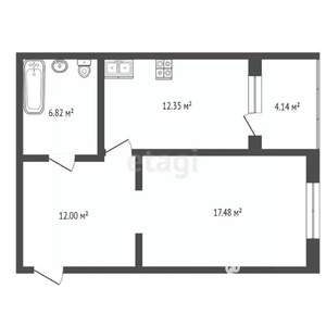 1-к квартира, вторичка, 48м2, 4/16 этаж