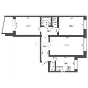 3-к квартира, вторичка, 66м2, 7/9 этаж