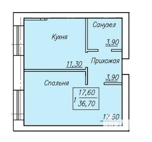 1-к квартира, вторичка, 37м2, 2/4 этаж