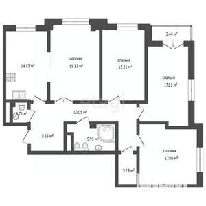 3-к квартира, вторичка, 76м2, 17/24 этаж