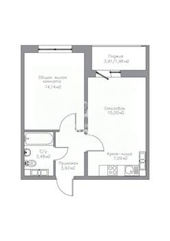 1-к квартира, вторичка, 41м2, 11/14 этаж