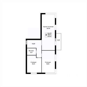 3-к квартира, строящийся дом, 81м2, 2/15 этаж