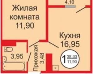 1-к квартира, вторичка, 37м2, 13/17 этаж