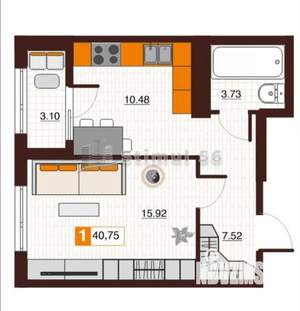 1-к квартира, вторичка, 41м2, 6/17 этаж