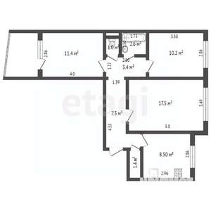 3-к квартира, вторичка, 63м2, 6/9 этаж