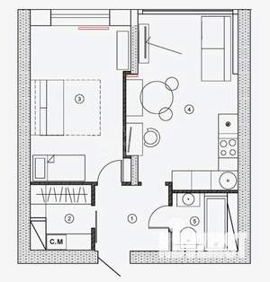 1-к квартира, вторичка, 41м2, 2/20 этаж