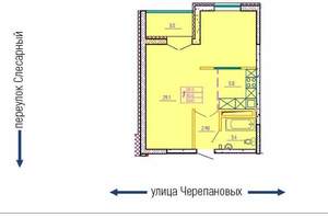 Студия квартира, вторичка, 43м2, 1/11 этаж