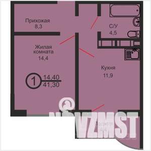 1-к квартира, вторичка, 41м2, 11/17 этаж