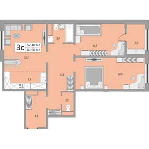 3-к квартира, вторичка, 88м2, 5/17 этаж