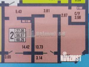 2-к квартира, вторичка, 60м2, 14/17 этаж