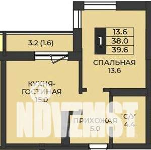 1-к квартира, строящийся дом, 40м2, 5/7 этаж