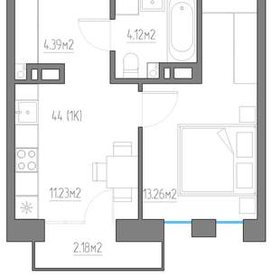 1-к квартира, вторичка, 35м2, 9/11 этаж