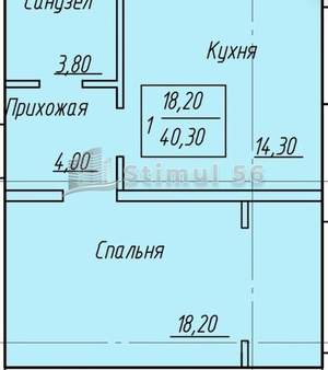 1-к квартира, вторичка, 40м2, 1/4 этаж