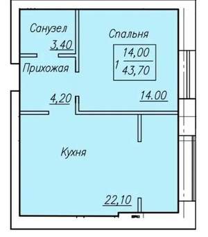 1-к квартира, вторичка, 44м2, 2/4 этаж