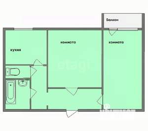 2-к квартира, вторичка, 50м2, 4/9 этаж