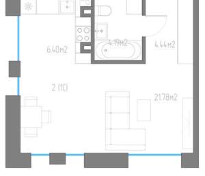 Студия квартира, вторичка, 36м2, 2/11 этаж