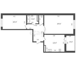 2-к квартира, вторичка, 60м2, 8/17 этаж