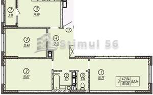 3-к квартира, вторичка, 83м2, 7/17 этаж