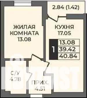 1-к квартира, вторичка, 41м2, 6/12 этаж