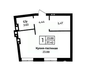1-к квартира, вторичка, 37м2, 2/11 этаж