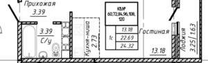 1-к квартира, вторичка, 25м2, 6/17 этаж