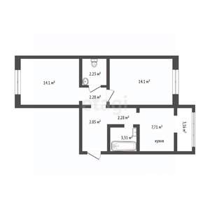 2-к квартира, вторичка, 52м2, 13/17 этаж