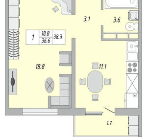 1-к квартира, вторичка, 39м2, 5/17 этаж