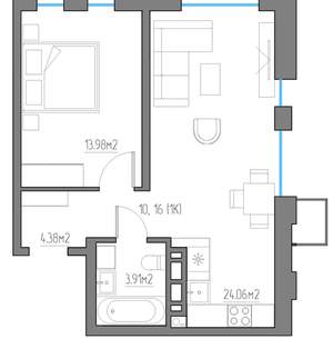 1-к квартира, вторичка, 46м2, 3/11 этаж